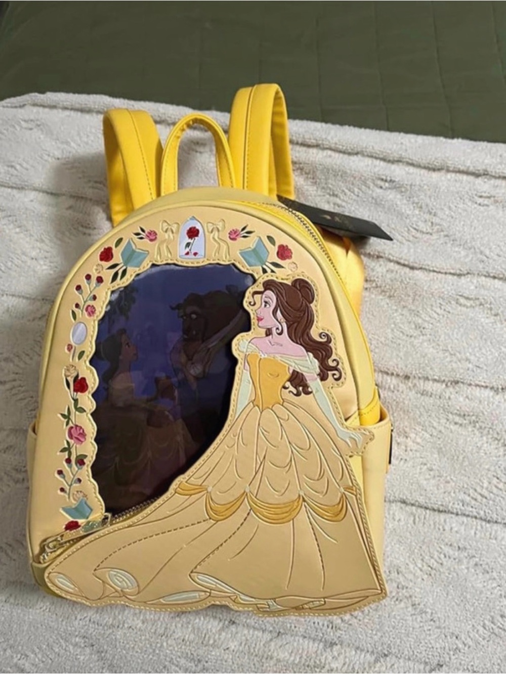 Loungefly Yellow Belle Mini Backpack with Storybook Window